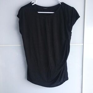 Ann Taylor Black Shoulder Ruffled Blouse